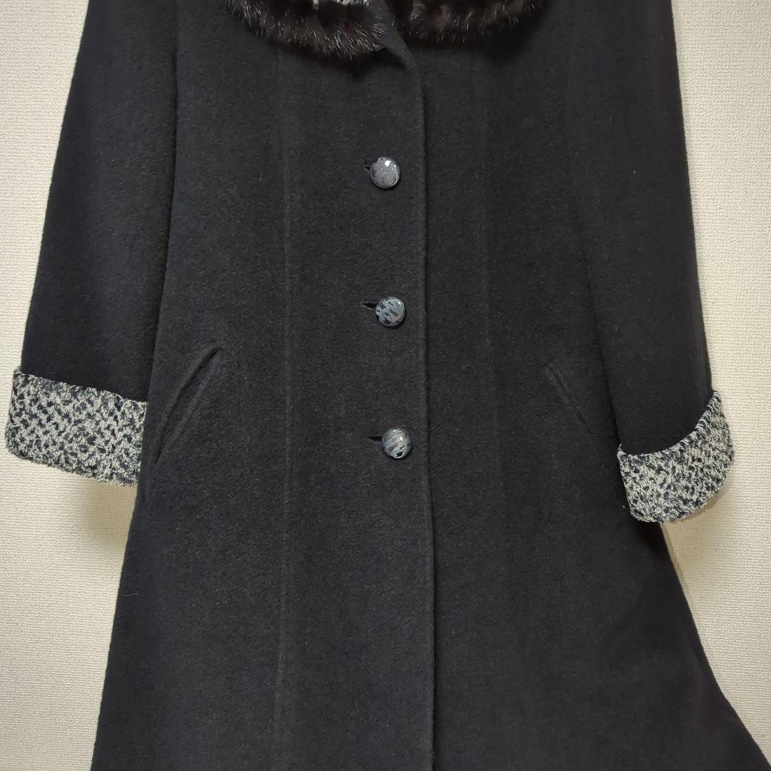 インポートロッサ　ウールロングコート　カシミア　黒　大きいサイズ