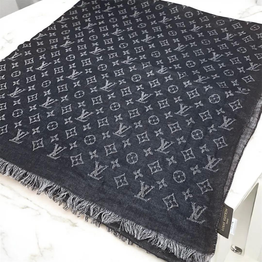 【極美品】 LOUIS VUITTON モノグラム ストール 大判 ウールシルク
