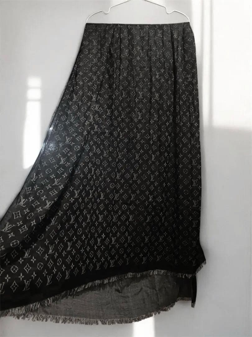 【極美品】 LOUIS VUITTON モノグラム ストール 大判 ウールシルク