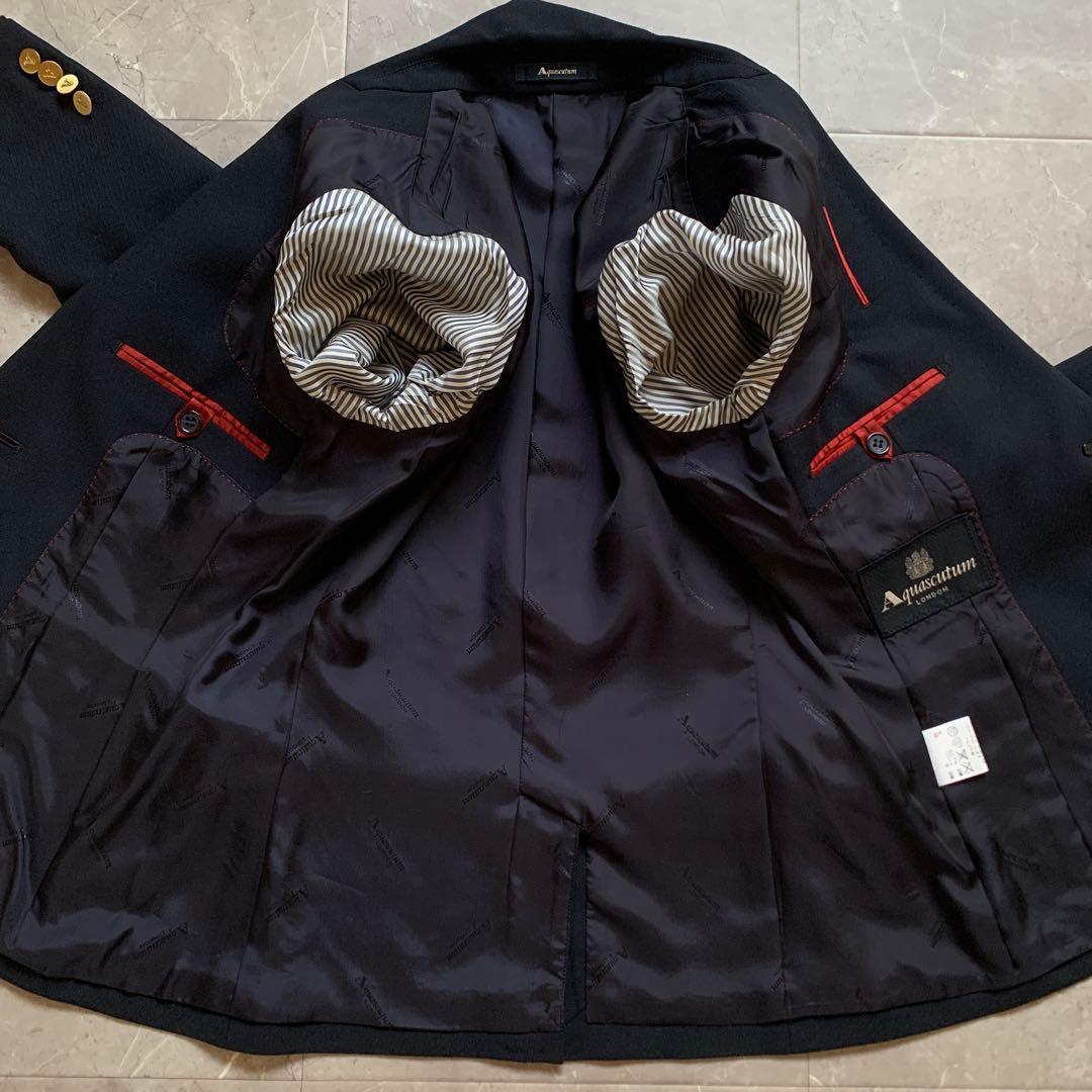 【美品】 アクアスキュータム　ジャケット　ウール　金ボタン　Aマーク　紺　9