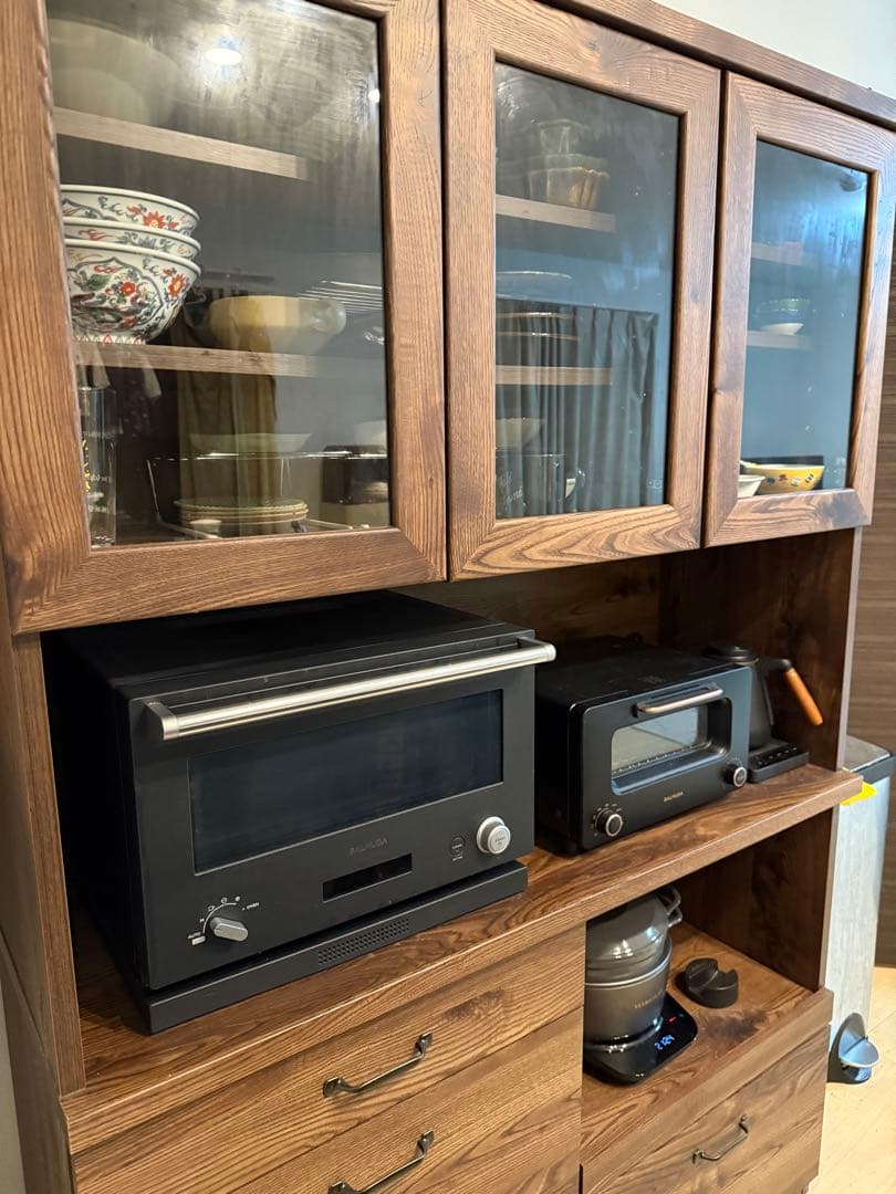 LOWYA アンティークブラウン 食器棚 3段可動