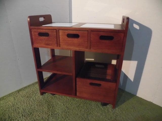 送料無料/アウトレット【限定品/新品/送料無料】天然木キッチンワゴンカウンター