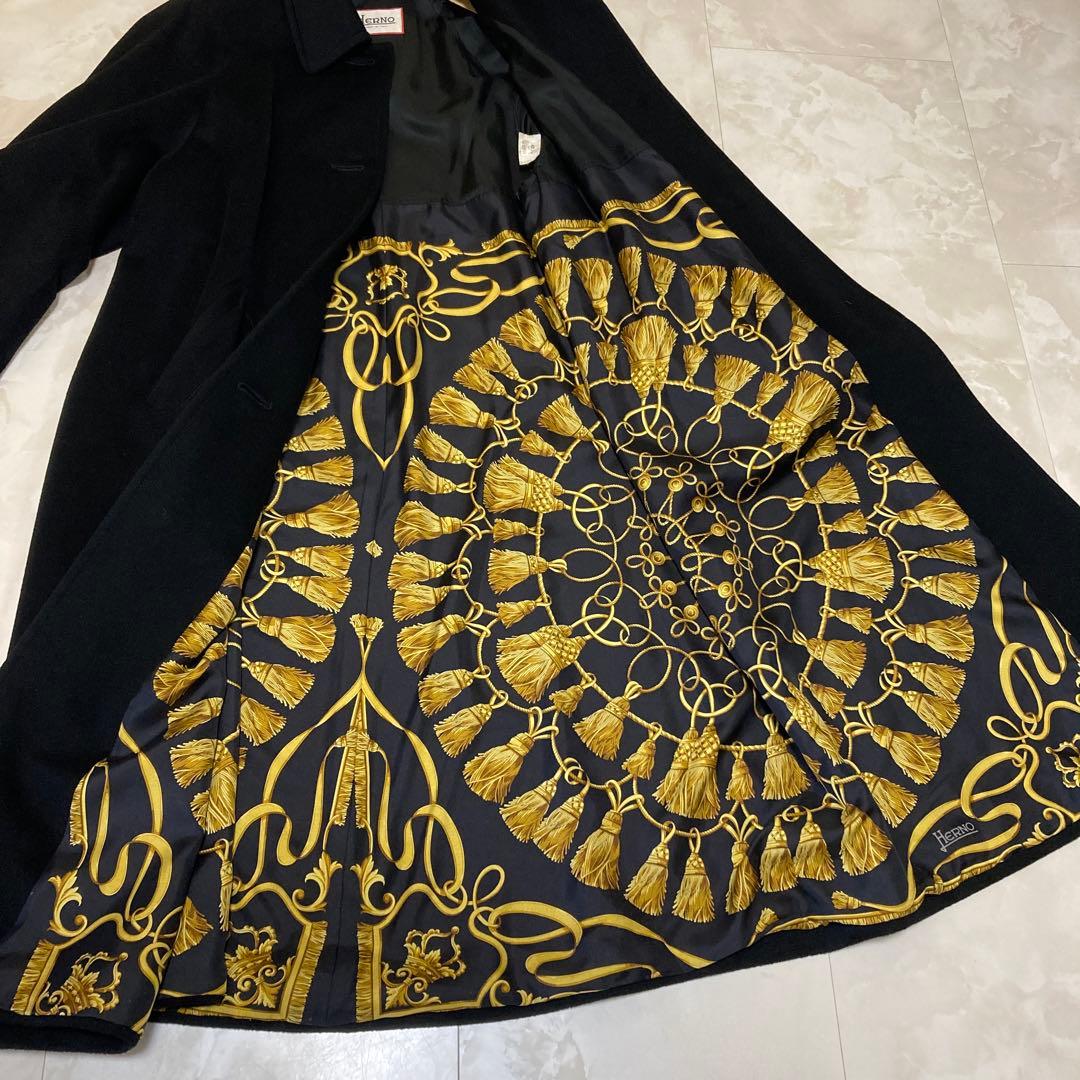 HERNO ヘルノ カシミヤ ロングコート ブラック 大きいサイズ