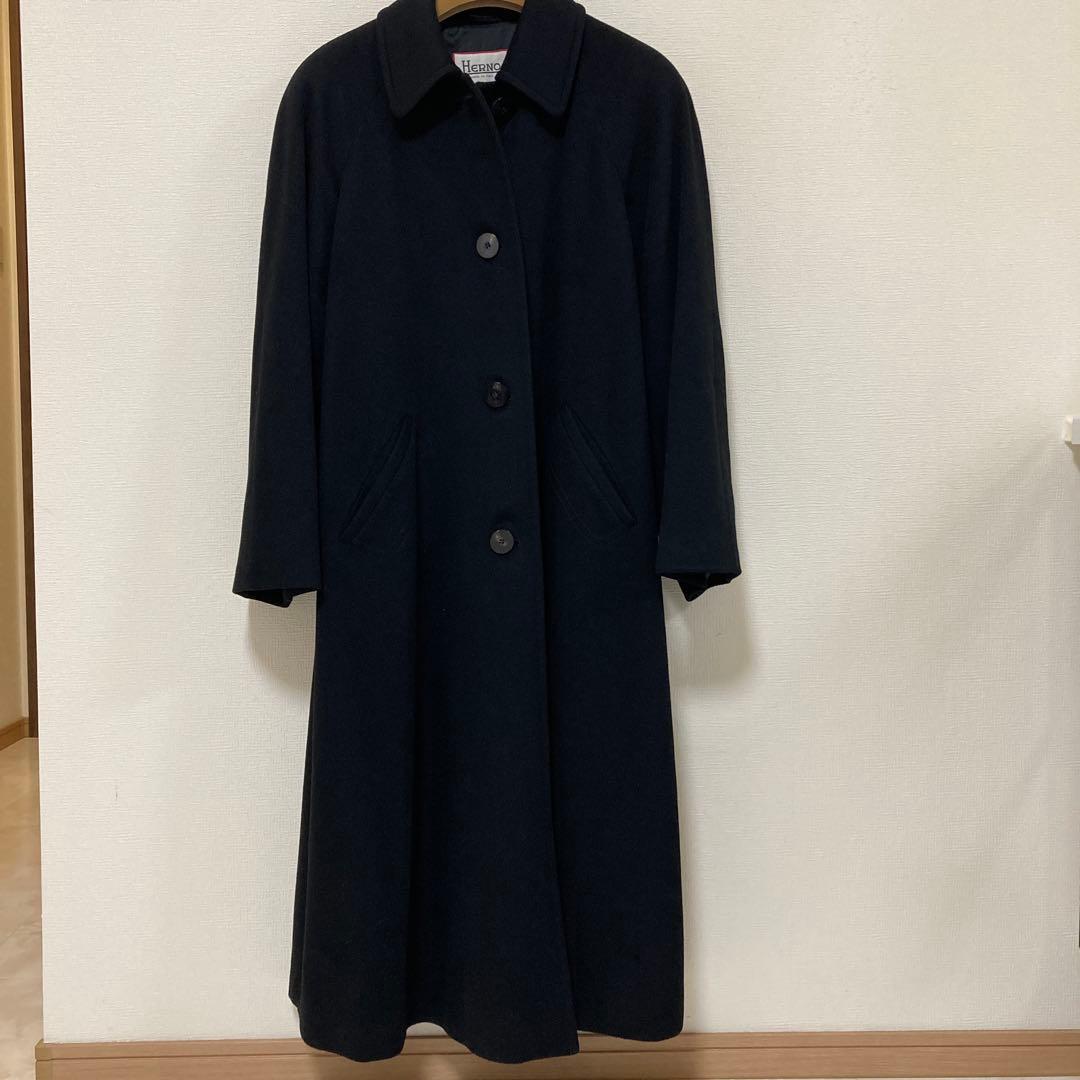 HERNO ヘルノ カシミヤ ロングコート ブラック 大きいサイズ