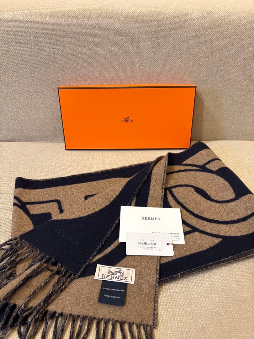 HERMES カシミヤマフラー《マイヨン》TGM 現行品