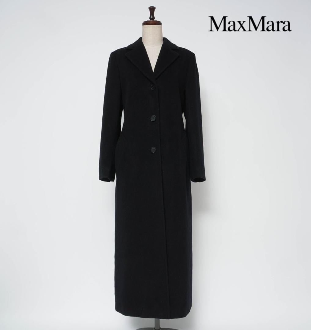 Max Mara ウール チェスターコート ロング 黒 サイズ38*XC1557