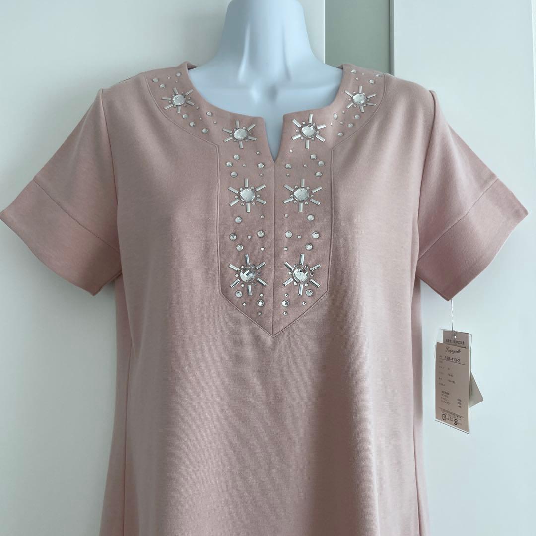 ６３１６【新品】レディースミセストップスカットソー　チュニックブラウスベスト