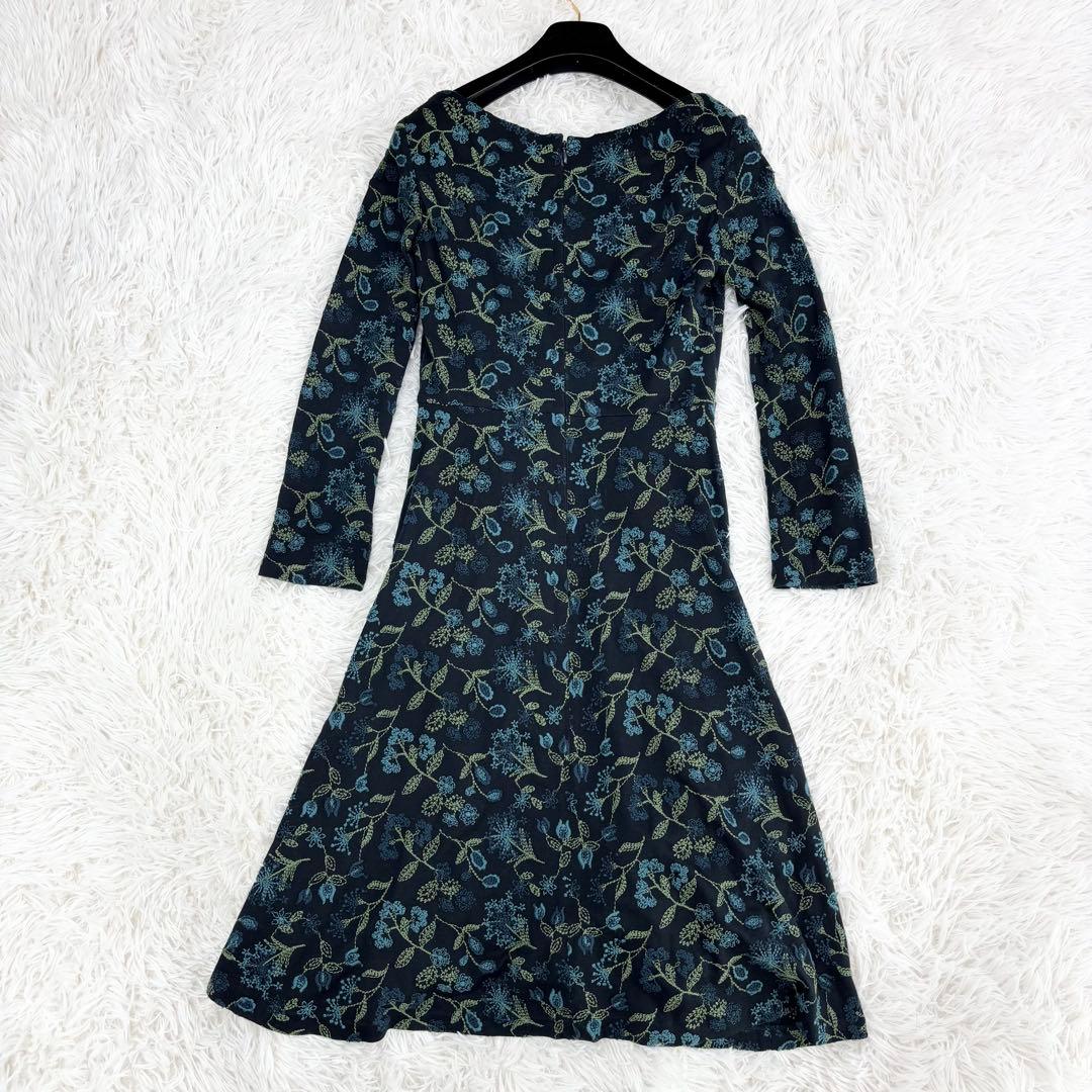美品　シビラ　ロングワンピース　ボタニカル　花柄　刺繍　インナー付　長袖　M