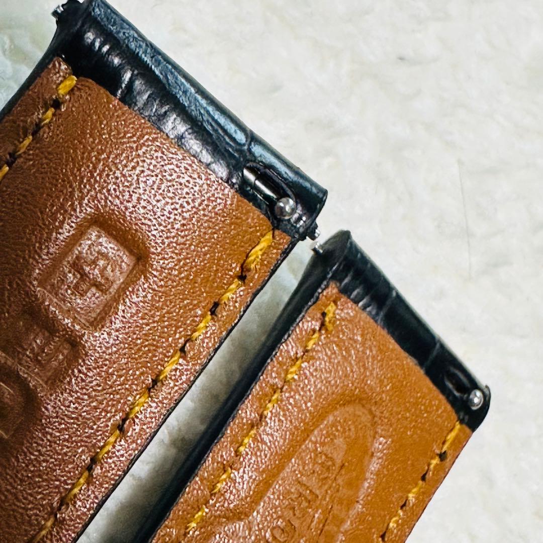 3005#20mm-18mmブラック★本物クロコダイルベルト★スイス製