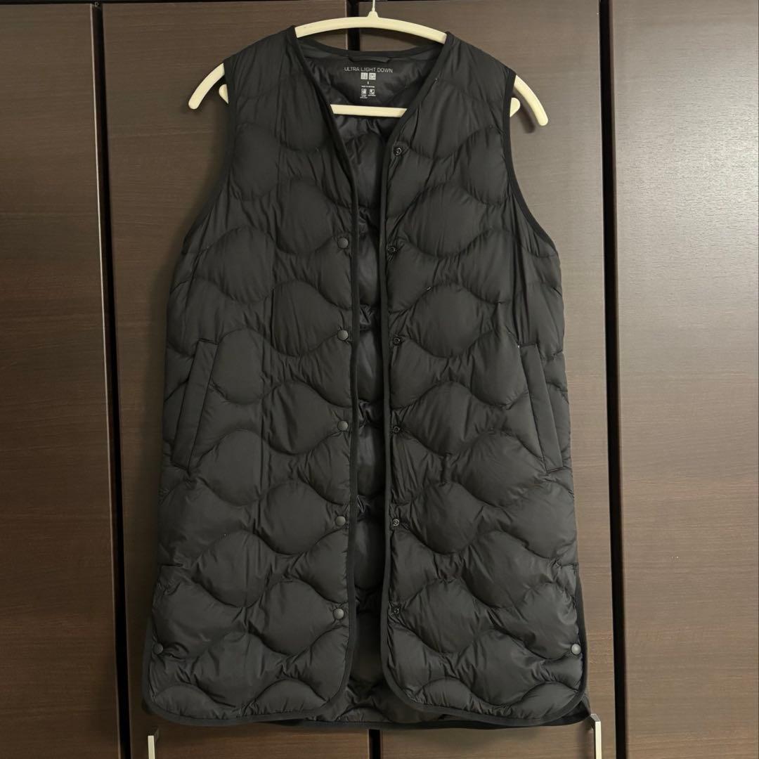 【新品】ユニクロ　ウルトラライトダウンロングベスト ブラック 黒 S