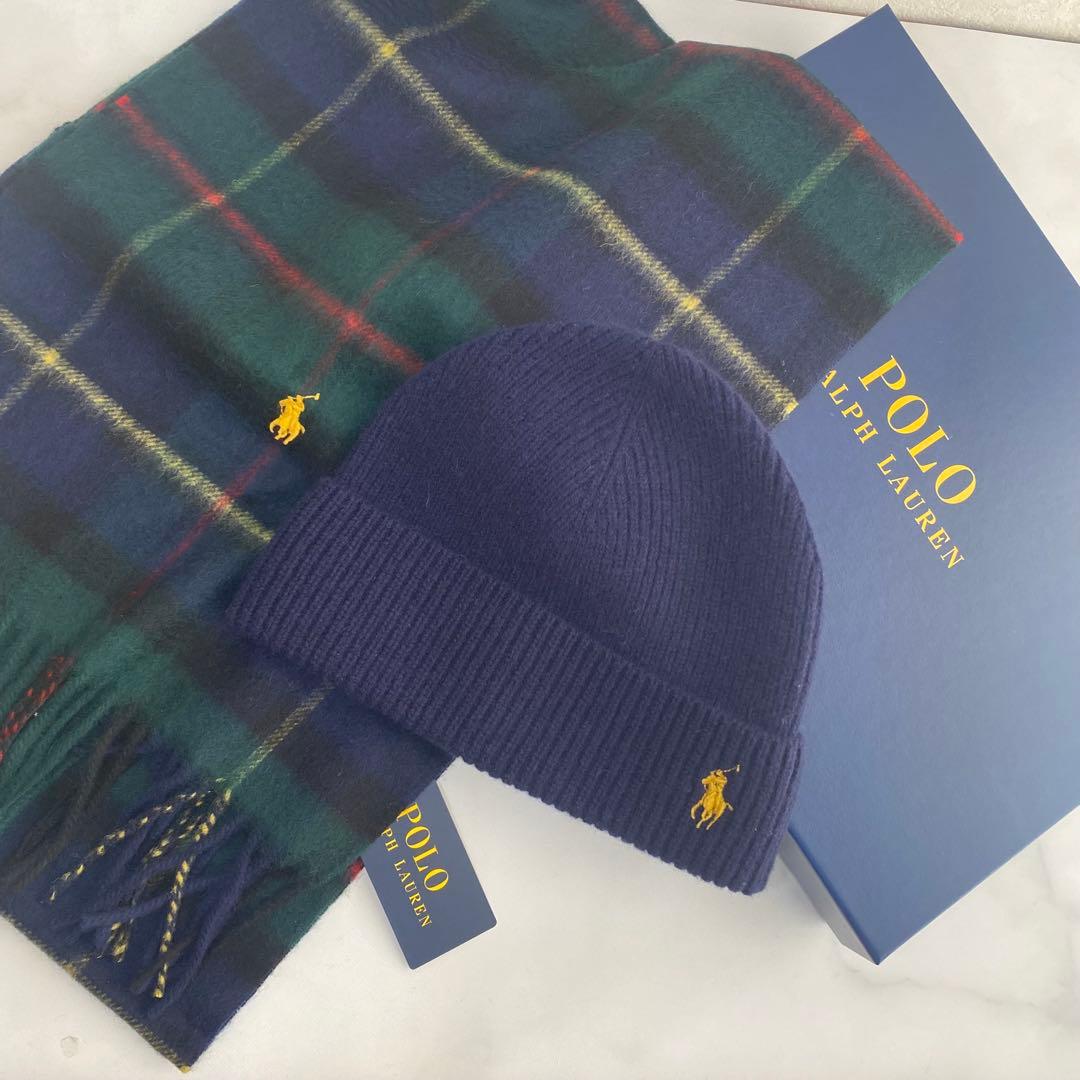 Polo Ralph Lauren ネイビー ニット帽✖️マフラーセット