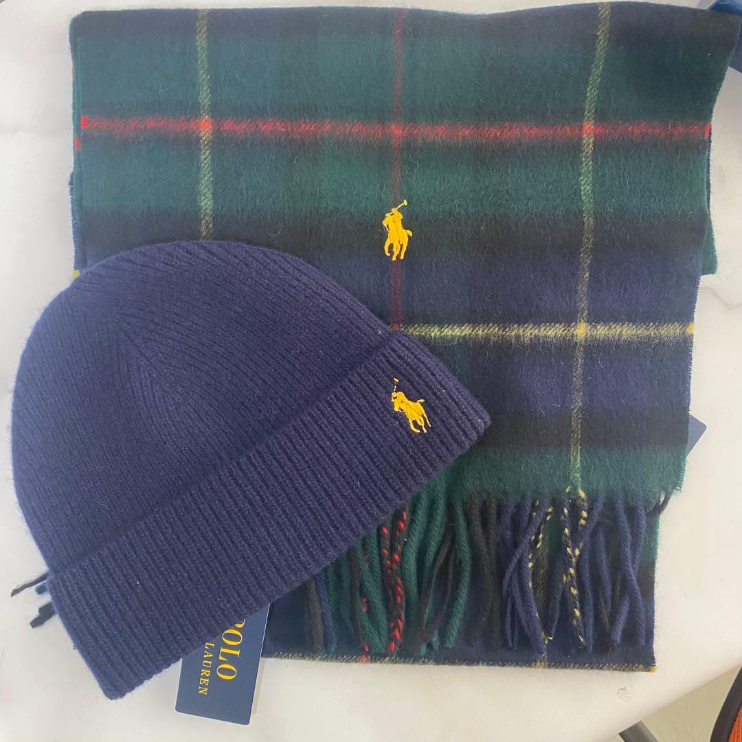 Polo Ralph Lauren ネイビー ニット帽✖️マフラーセット