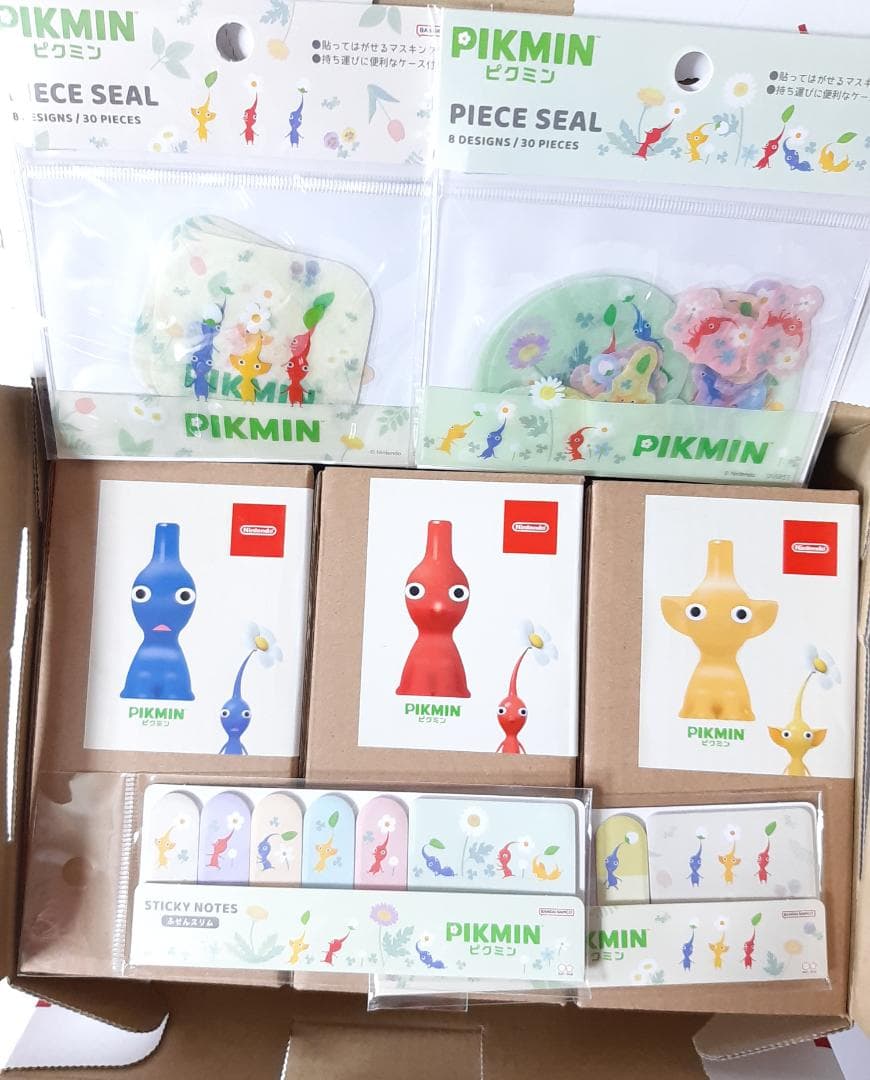 ピクミン 一輪挿し 赤・青・黄 3個 ＆シール２種 ＆ 付箋２種　７Set