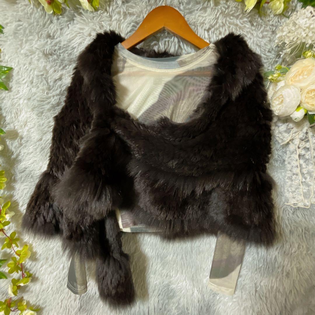 【美品】ブルーフォックス リアルファー ポンチョ ブラック ショール