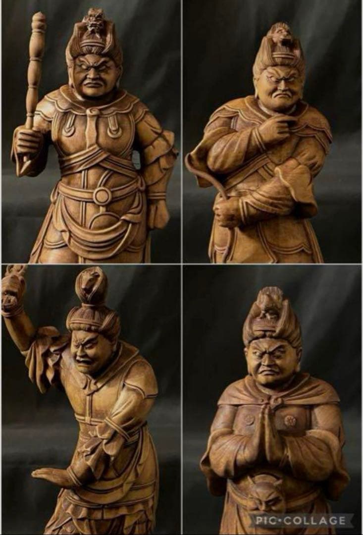 総柘植材 精密細工 古美術 時代木彫 仏教美術 薬師12神将像一式
