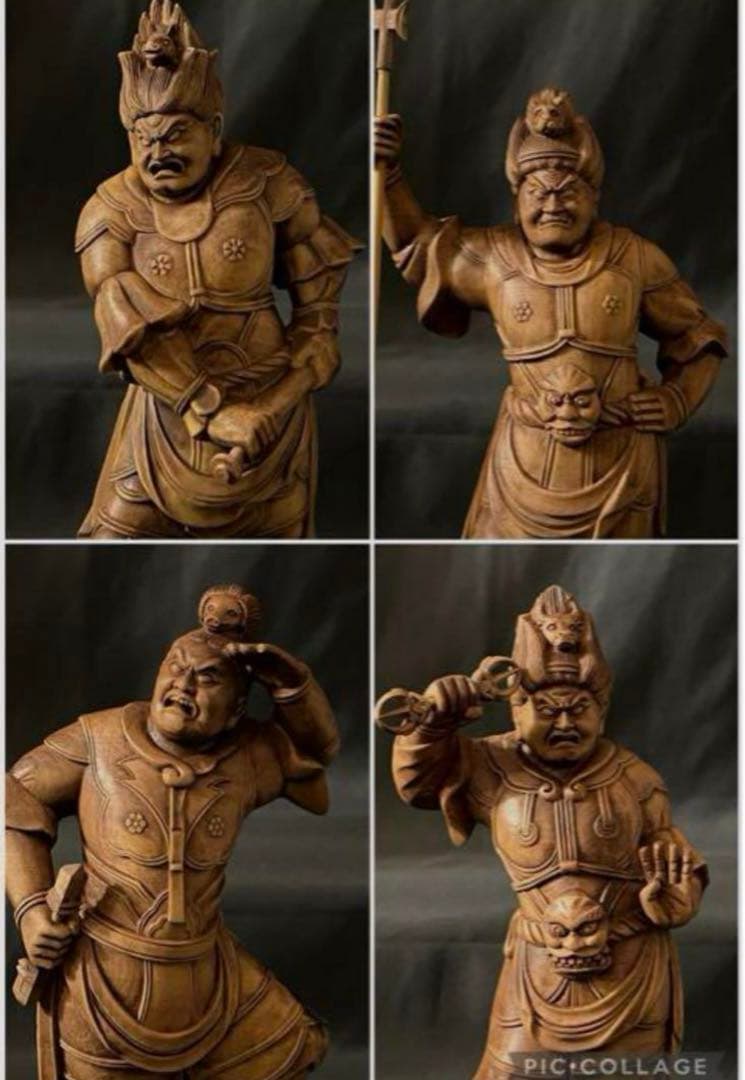 総柘植材 精密細工 古美術 時代木彫 仏教美術 薬師12神将像一式
