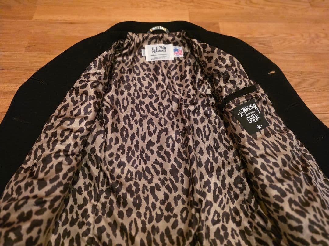 Stussy x Schott ピーコート 38 M ブラック