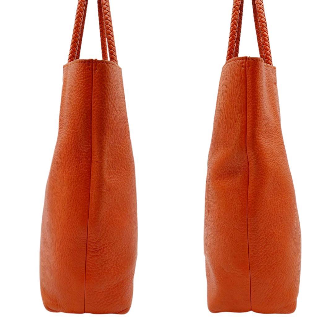 【良品】HIROFU　ヒロフ　オレンジ レザー トートバッグ 編込ハンドル　人気