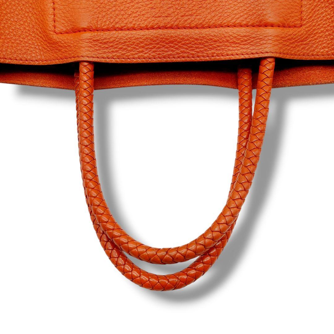 【良品】HIROFU　ヒロフ　オレンジ レザー トートバッグ 編込ハンドル　人気