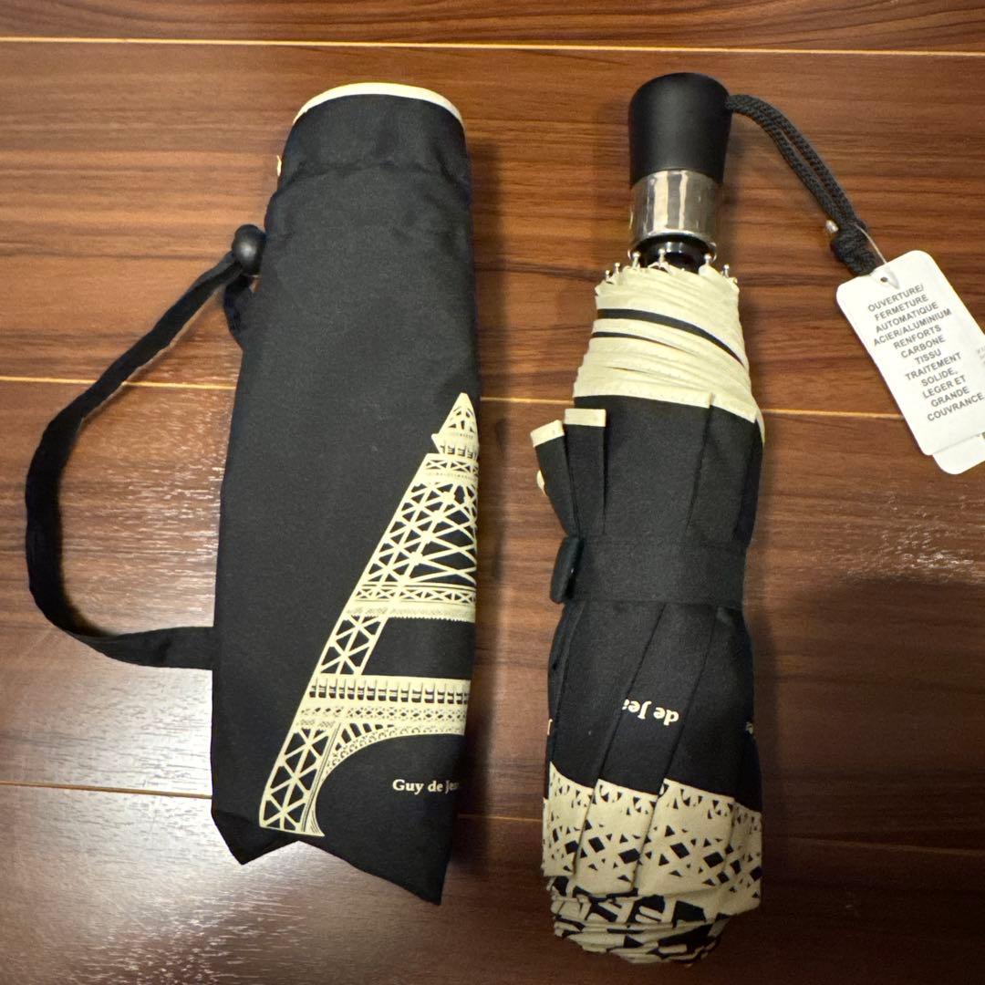 Guy de jean ギィドゥジャン　折り畳み傘　エッフェル塔　黒　新品未使用