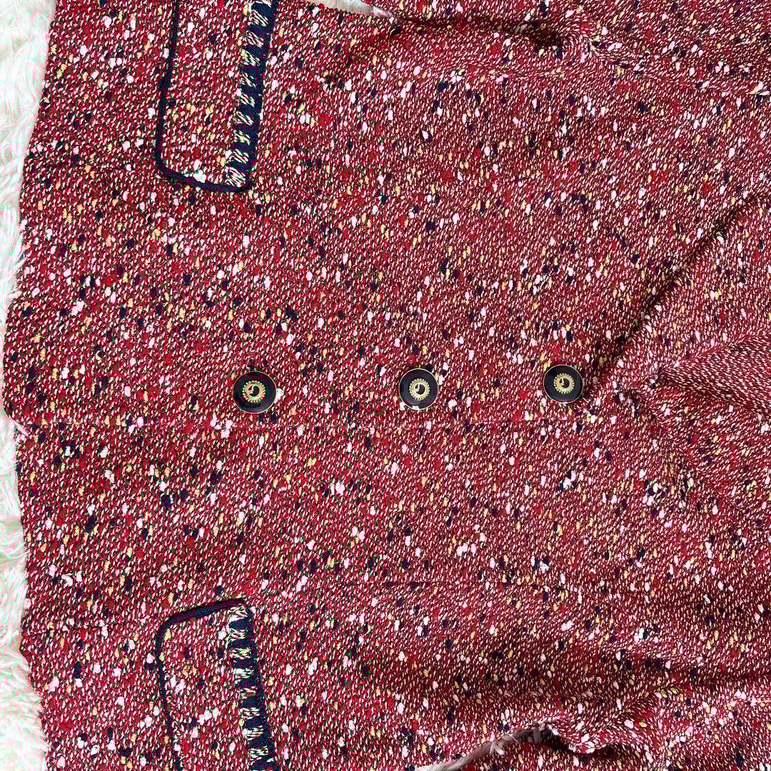 ST.JOHN ツイード ジャケット テーラード 金ボタン ミックス柄 ウール混