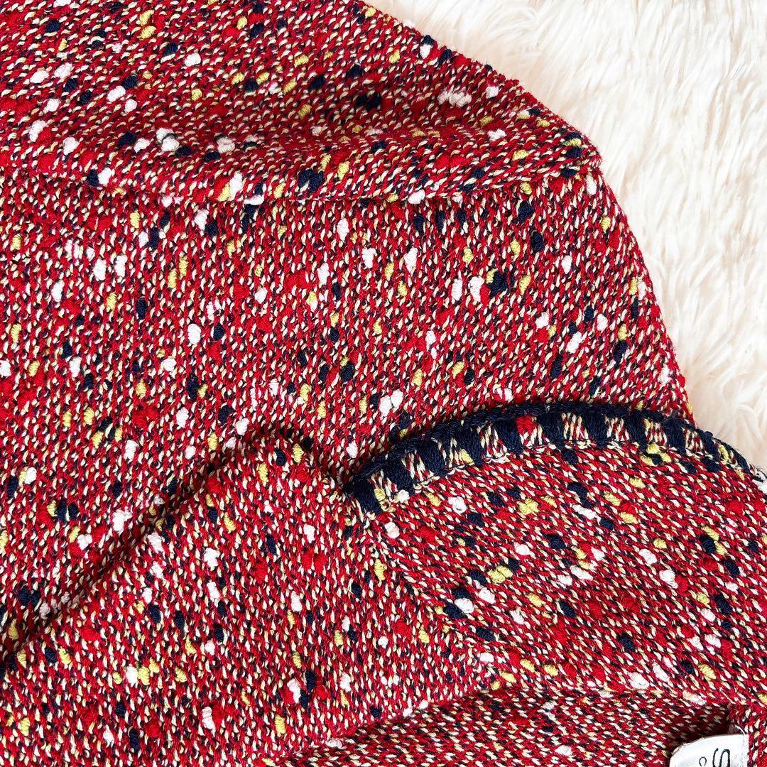 ST.JOHN ツイード ジャケット テーラード 金ボタン ミックス柄 ウール混