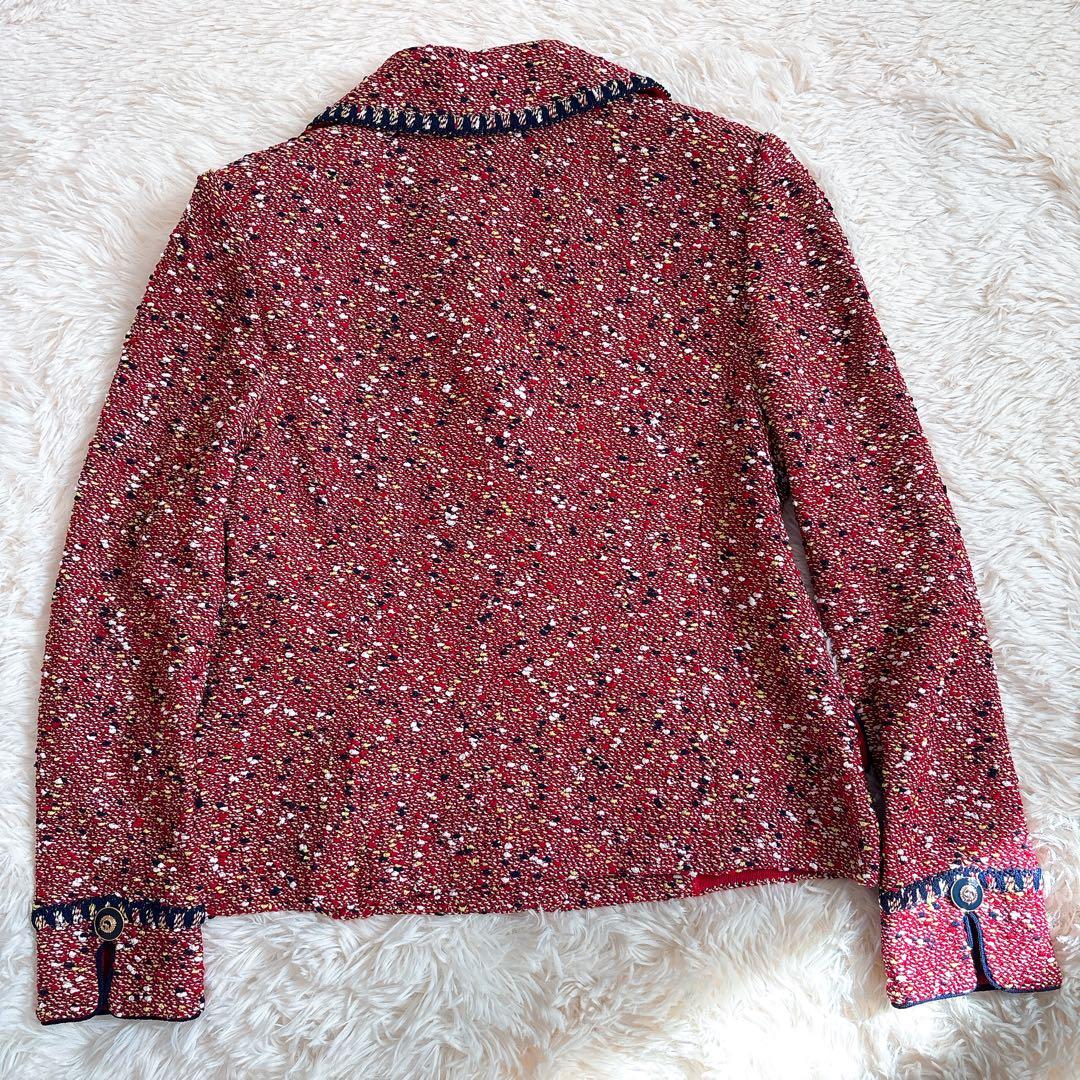 ST.JOHN ツイード ジャケット テーラード 金ボタン ミックス柄 ウール混