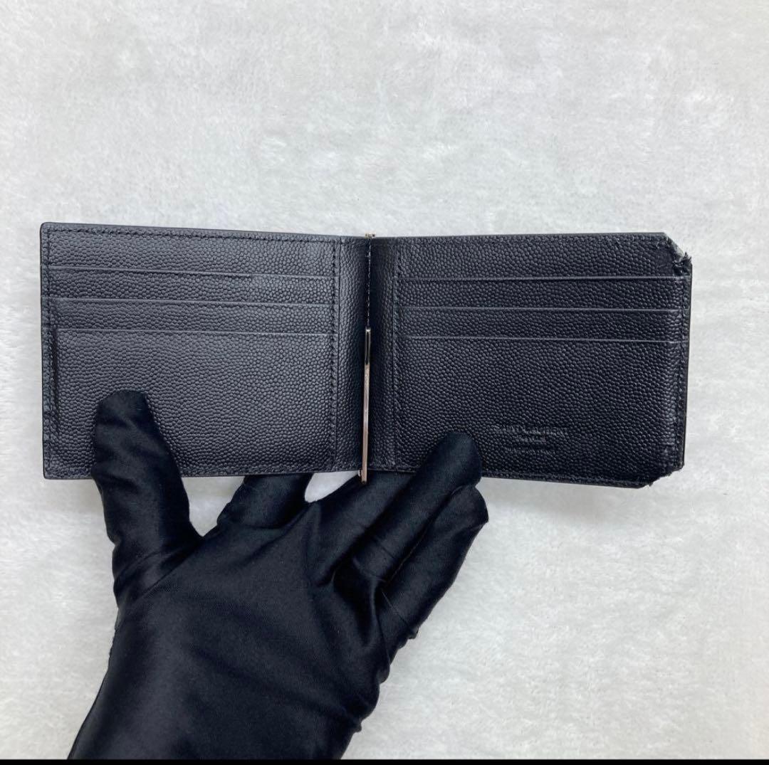 サンローラン 2つ折り財布 マネークリップ　ブラック