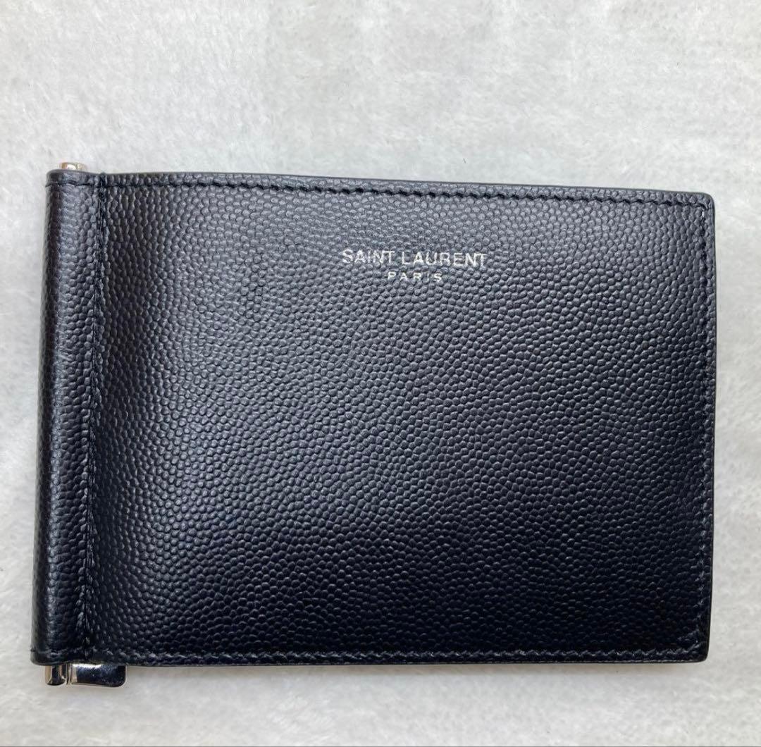 サンローラン 2つ折り財布 マネークリップ　ブラック