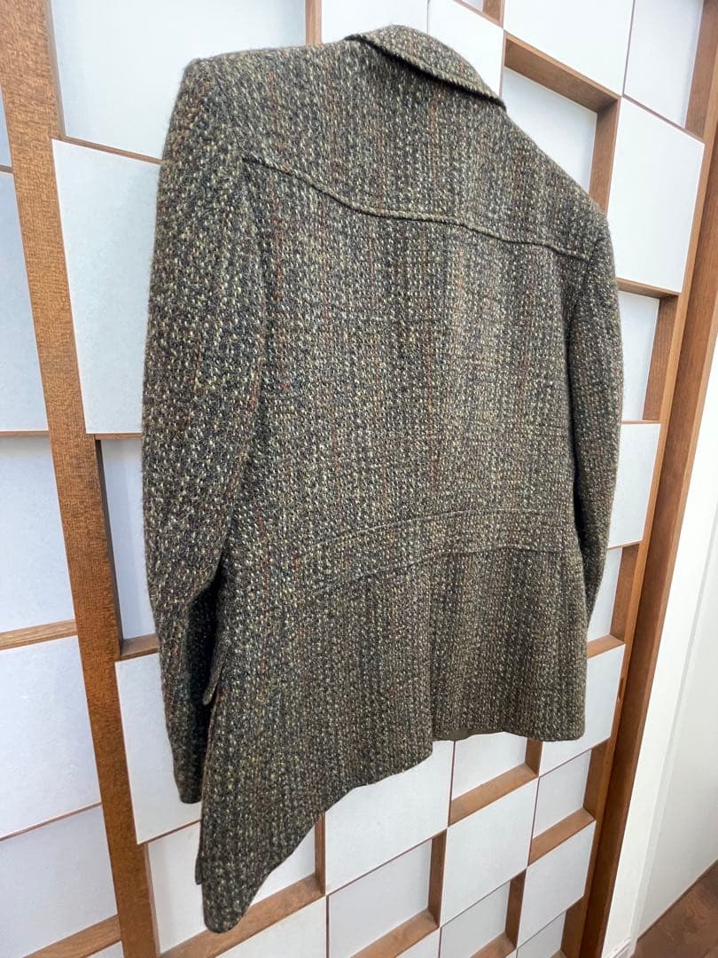美品 DUNN＆CO ハリスツイード ウールノーフォークジャケット革くるみボタン