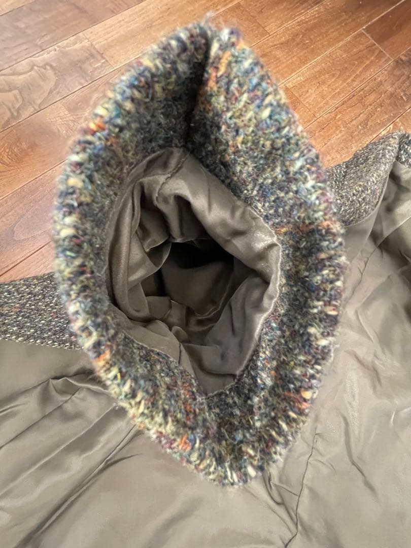 美品 DUNN＆CO ハリスツイード ウールノーフォークジャケット革くるみボタン