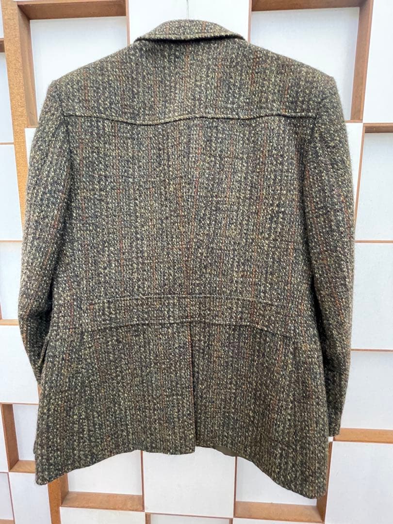 美品 DUNN＆CO ハリスツイード ウールノーフォークジャケット革くるみボタン