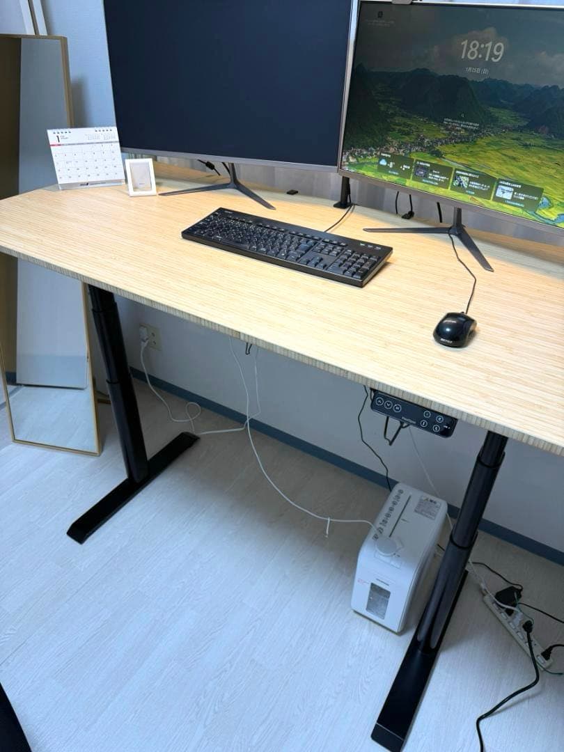 ※きき※FLEXISPOT 電動昇降デスク E8B 140cm ブラック脚