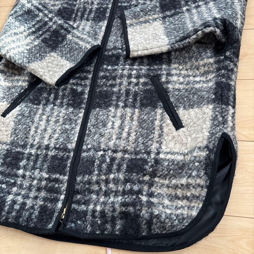 trois ノーカラーチェックジャケット