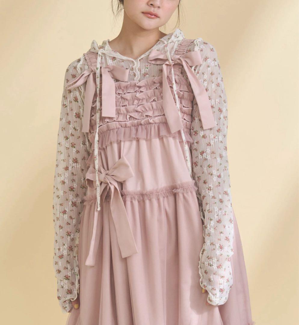 チュールリボンキャミワンピース