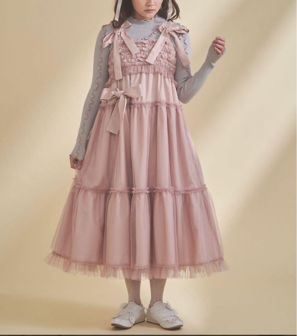 チュールリボンキャミワンピース