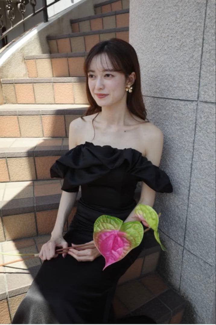 dress production オフショルダーソフトマーメイドドレス W268