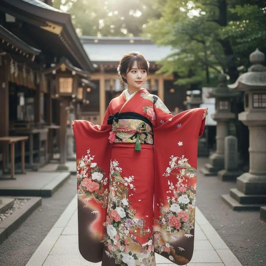 振袖フルセット(6点)・成人式・古典柄・金彩加工・金駒刺繍・胴裏正絹