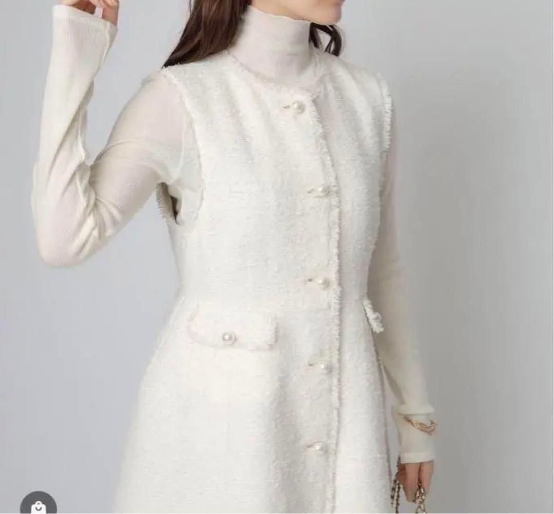 Arpege storyアルページュストーリー パールボタンツイードペプラムジレ