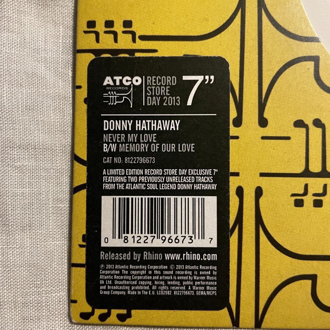 Donny Hathaway Never My Love 7インチ