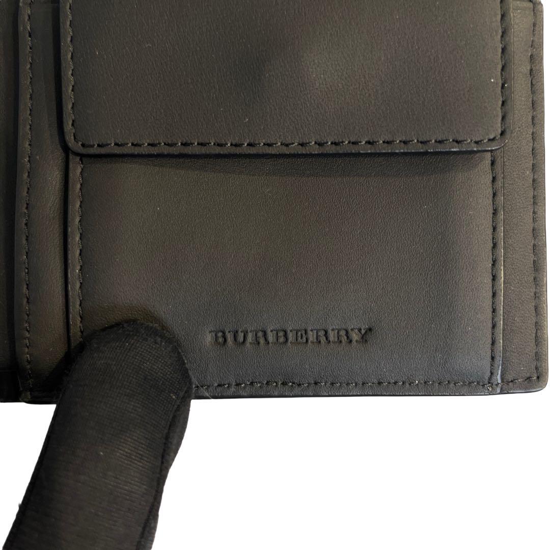 希少✨バーバリー 二つ折り財布 チャコールチェック PVC スモーク ブラック