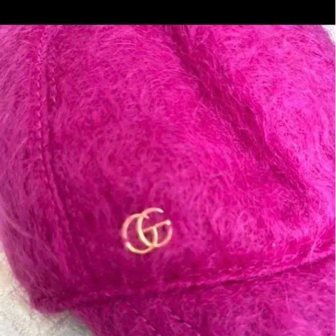 GUCCI ピンク モヘア　ファーキャップ