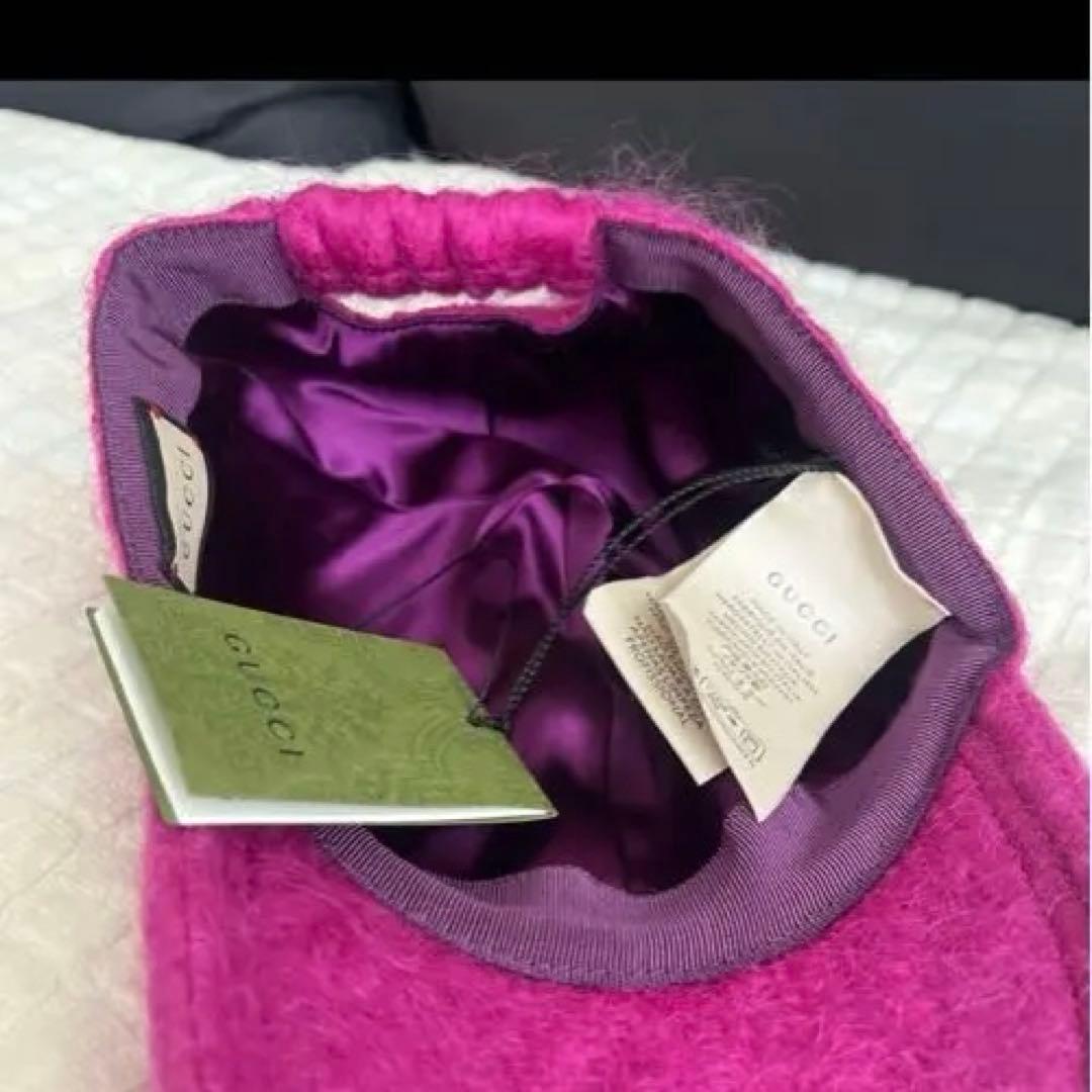 GUCCI ピンク モヘア　ファーキャップ