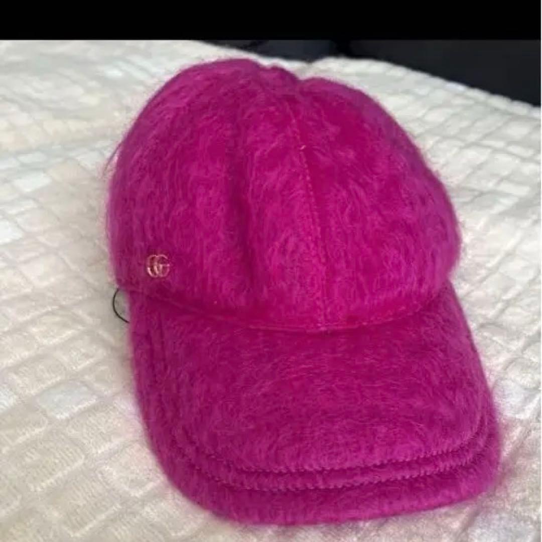 GUCCI ピンク モヘア　ファーキャップ