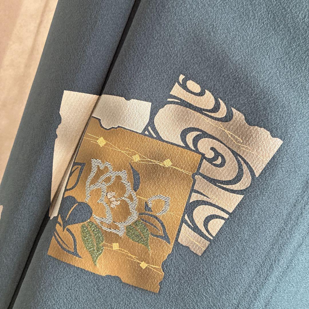 付け下げ　フルセット　着物　正絹　訪問着　袷　色紙　万寿菊　G4