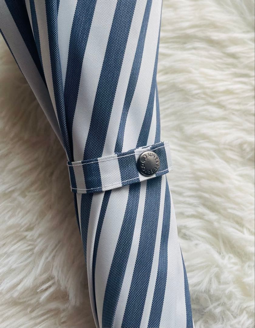 サンバリア　100 日傘　ネイビー　ストライプ　雨天兼用　丈夫