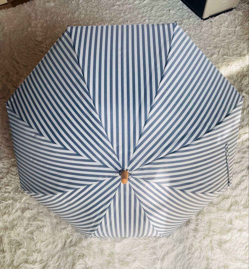 サンバリア　100 日傘　ネイビー　ストライプ　雨天兼用　丈夫