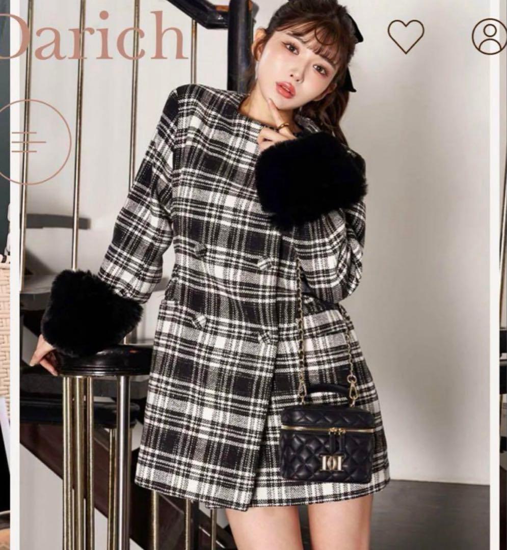 ダーリッチ★タックデザインチェックコート★美品