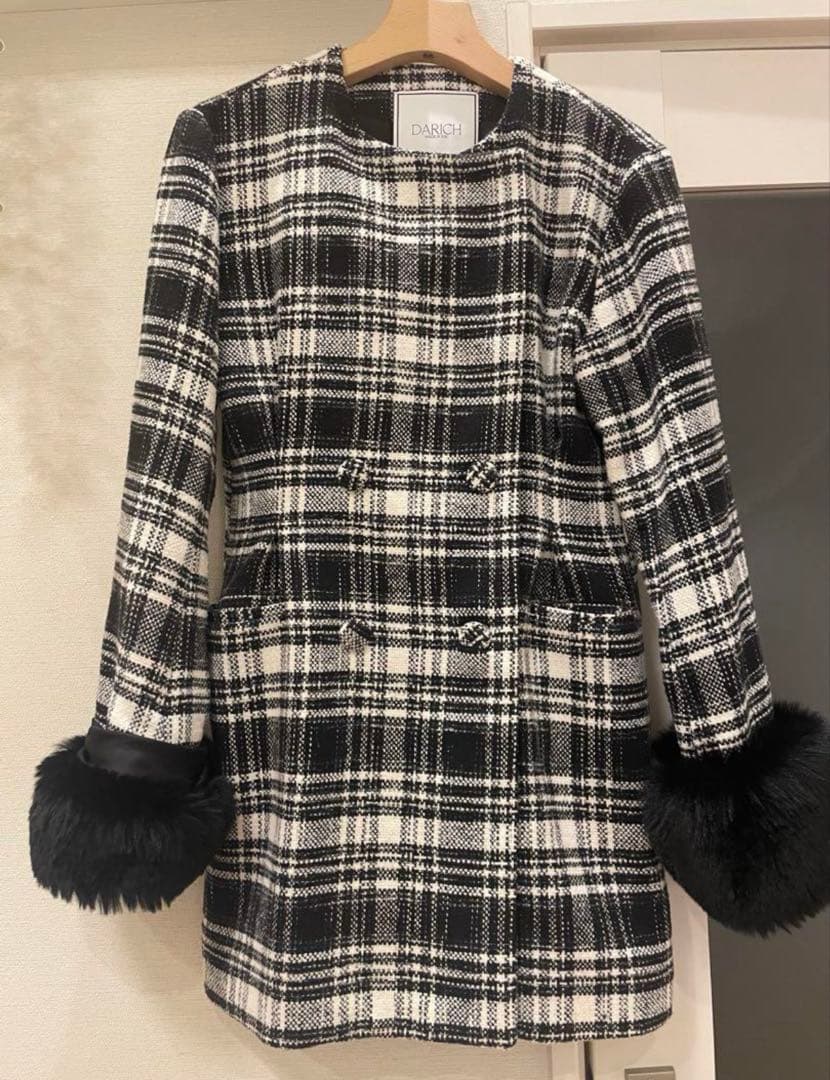 ダーリッチ★タックデザインチェックコート★美品