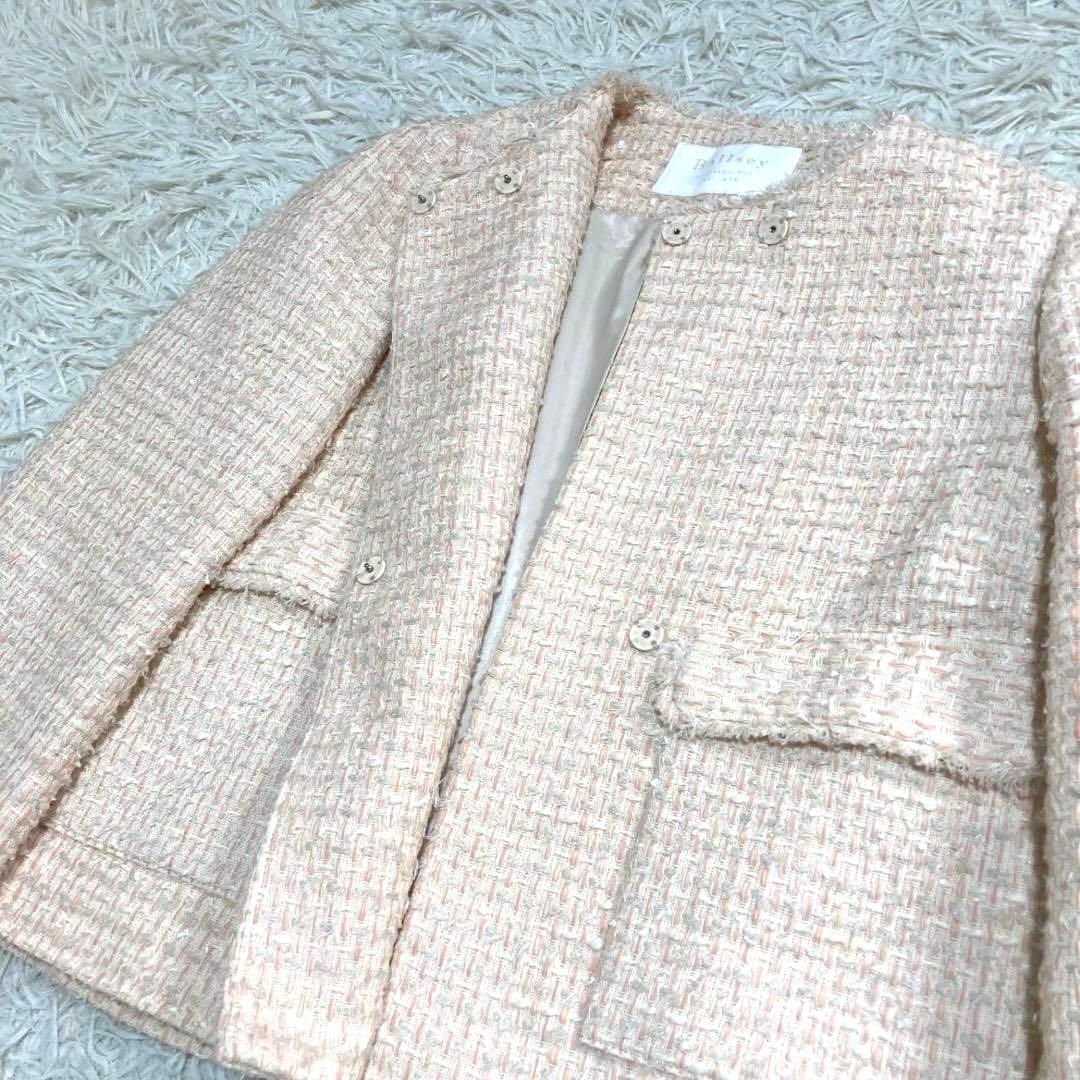 15299✨ボールジィ ミックスヤーン ノーカラーツイードジャケット